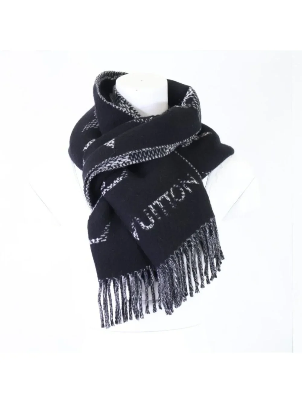 Louis Vuitton Monogram Check Cashmere Damier Reverse Fringe